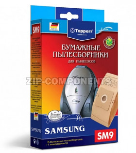 Комплект мешков (5шт) для пылесосов Samsung + Фильтр Topperr SM 9